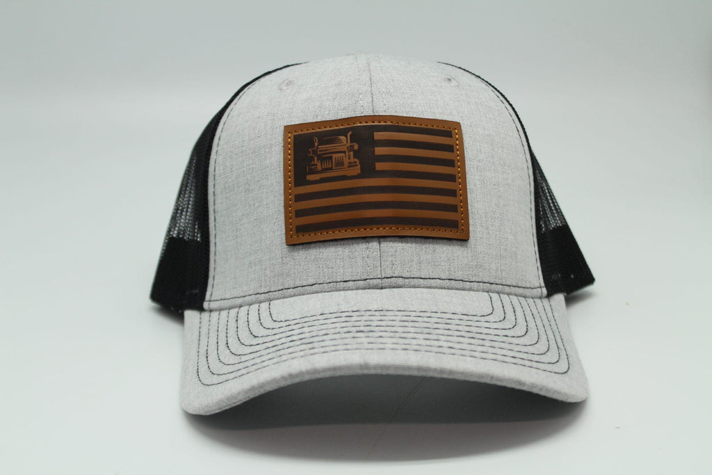 American Flag Leather Patch Cap, Patriotic USA Trucker, Country Western Hat
