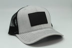 Black American Flag Leather Patch Cap, Patriotic Trucker, Minimal USA Hat