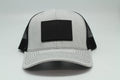 Black American Flag Leather Patch Cap, Patriotic Trucker, Minimal USA Hat