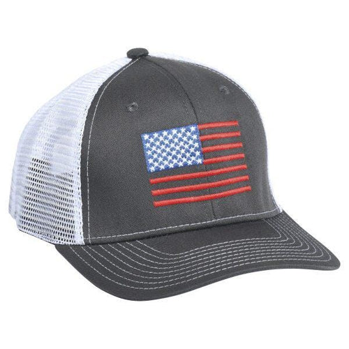 American Flag Embroidery Charcoal/White