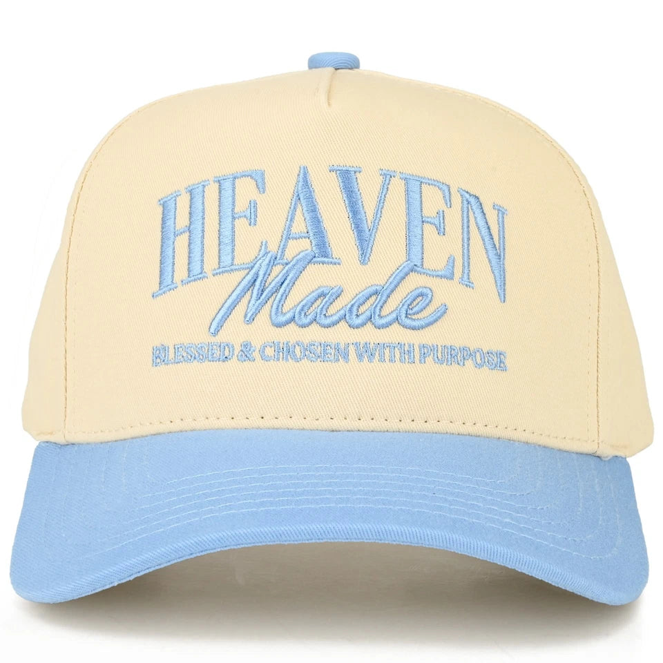 Heaven Made Trucker Hat – Cream & Blue Faith Hat